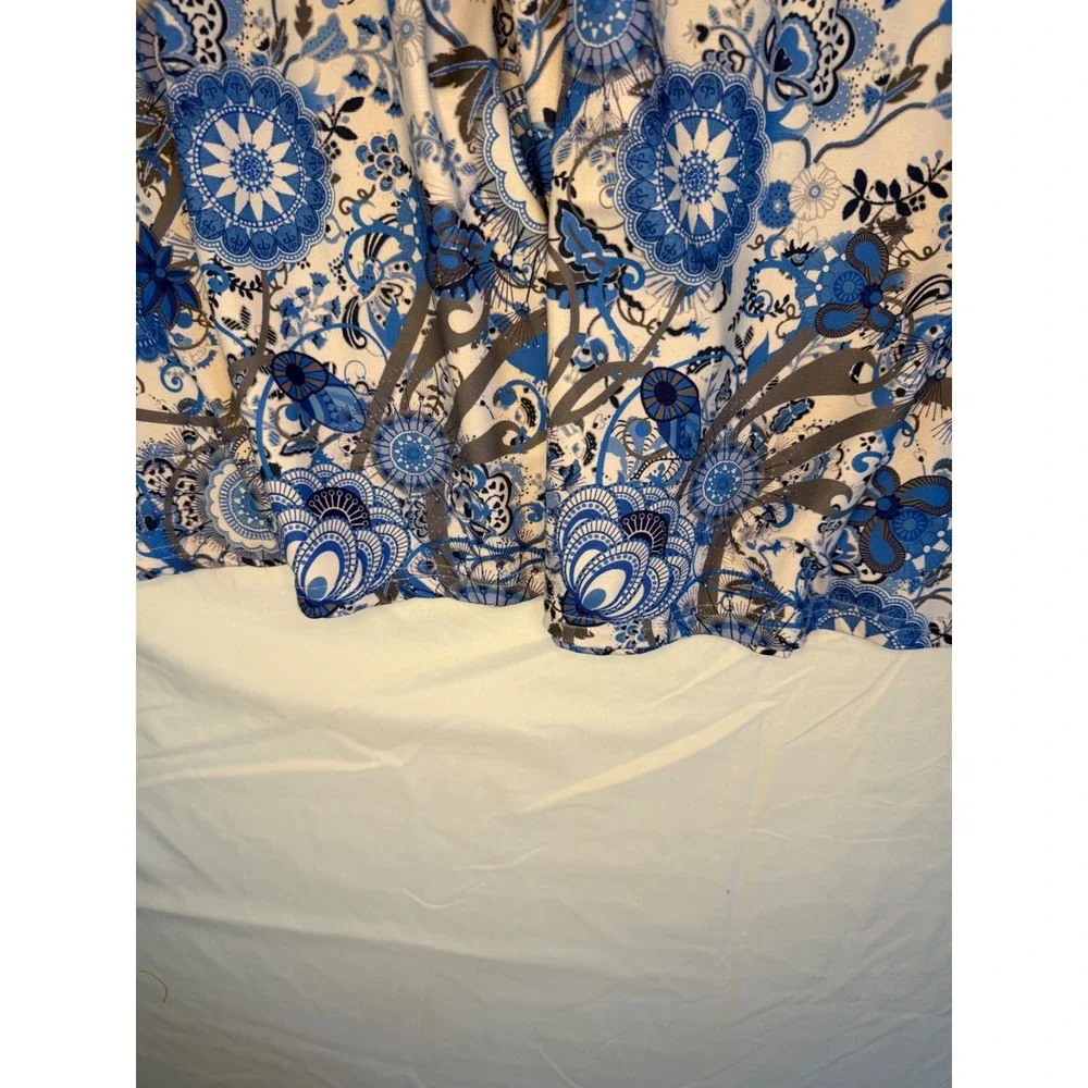 Pink Daisy womens blue & white floral 3/4 sleeve dress Sz 3x cottage core comfy - Picture 6 of 11